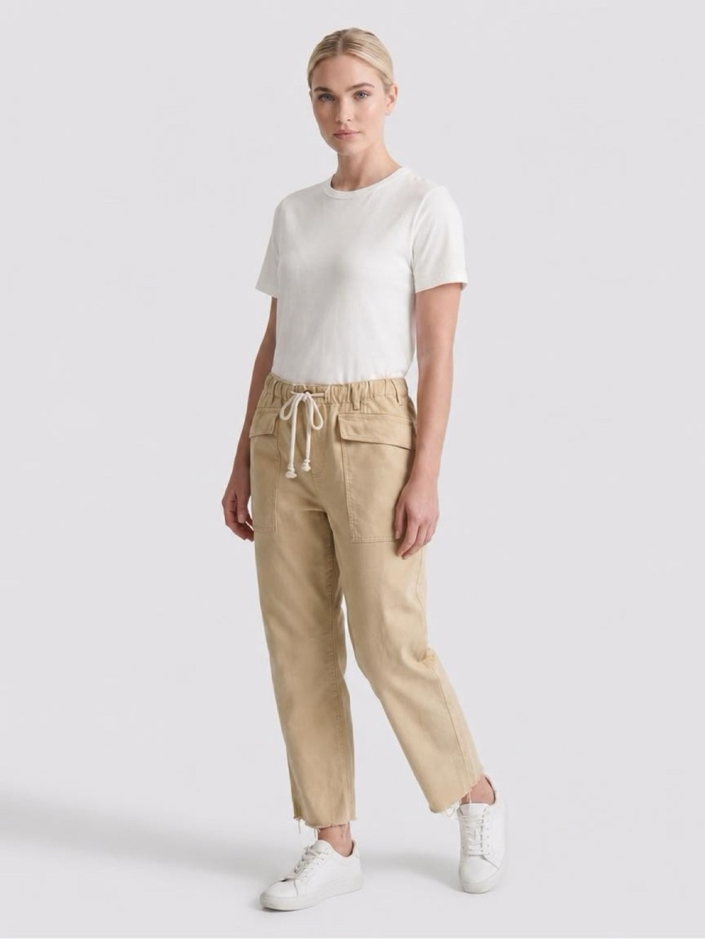Easel  Drawstring Utility Pants in Khaki